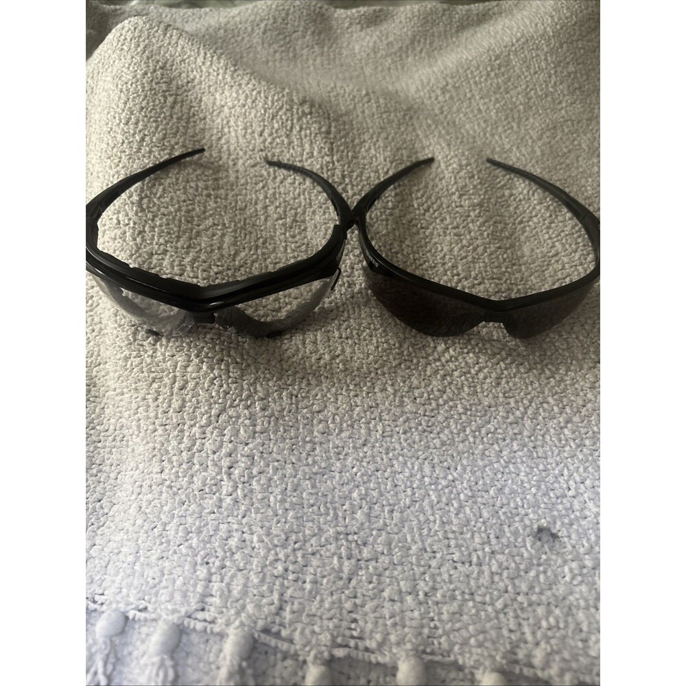Lot Of 2 NEMESIS Wrap Polarized Black & Clear Lens Black Frames Safety Glasses